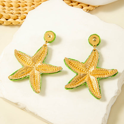 Handmade Woven Raffia Vacation Earrings Floral Design