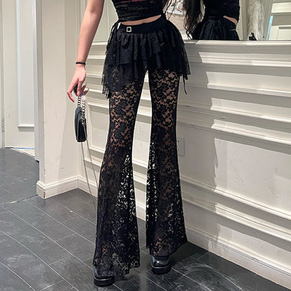 Trendy High-Waisted Black Flared Pants