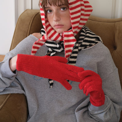 Handmade Wool Blend Sequin Mittens With Touch Screen Capability