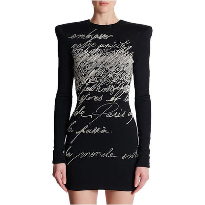 Chic Letter Embellished Bodycon Dress