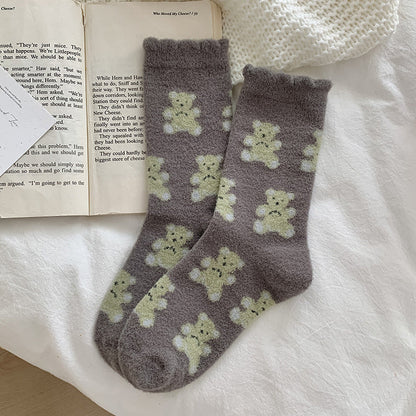 Rufia - Bear Coral Fleece Thickened Winter Socks