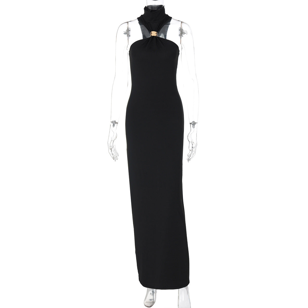 Trendy High Neck Sleeveless Split Midi Dress for Women