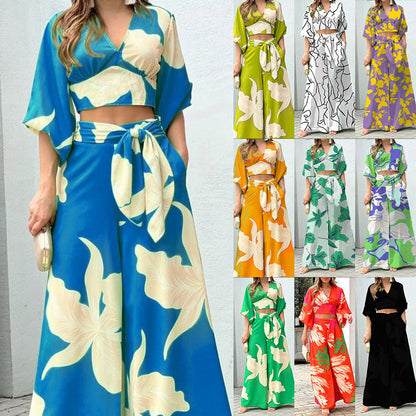 Casual Floral Print High-Waisted Set for Women