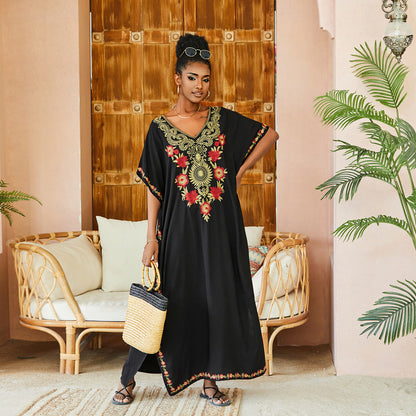 Beach Blouse Man Cotton Embroidered Resort Gown Dress