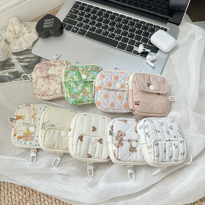 Mini Bluetooth Earphone Organizer Wallet with Floral Design