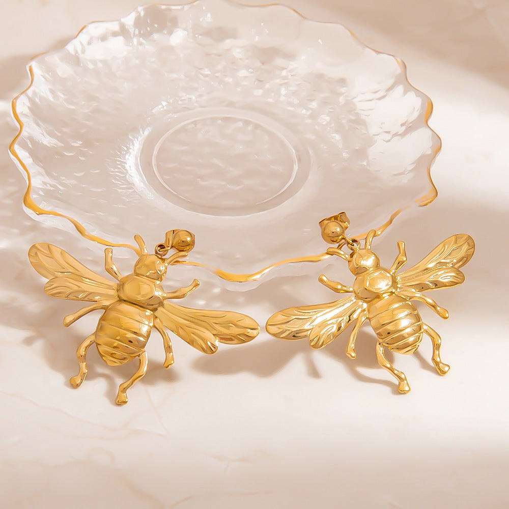 Stylish Bee Pendant DIY Earrings Stainless Steel Statement Earrings