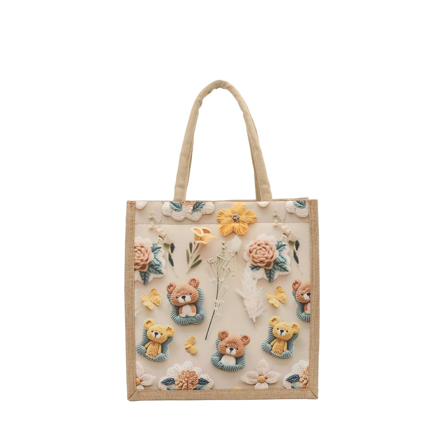 Stylish 3D Patterned Linen Tote Bag for Women