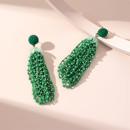 Long Beaded Fringed Earrings Women'S Vintage Bohemian Earrings