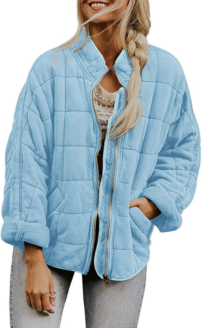 Solid Color Stand Collar Cotton Coat With Pockets