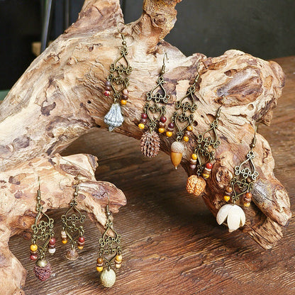 Vintage Style Bohemian-Inspired Dried Fruit Beaded Earrings