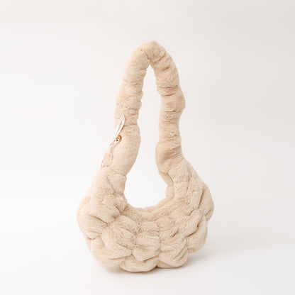 Trendy Plush Croissant Cloud Bag Soft Casual Shoulder Bag