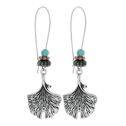 Simple Tribal Flower Teardrop Circle Turquoise Earring Set
