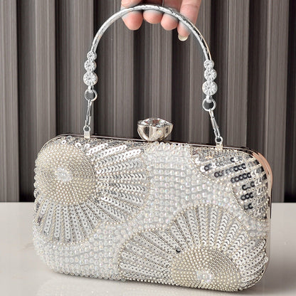 Beaded Pearl Evening Clutch Handbag for Women