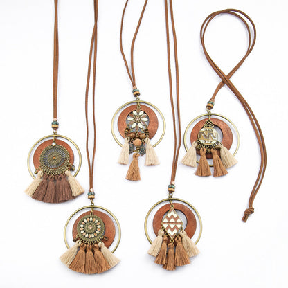 Trendy Bohemian Tassel Necklace Zinc Alloy Travel Jewelry