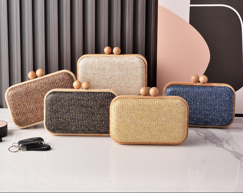 Woven Fabric Evening Clutch Bag Stylish Handheld Purse