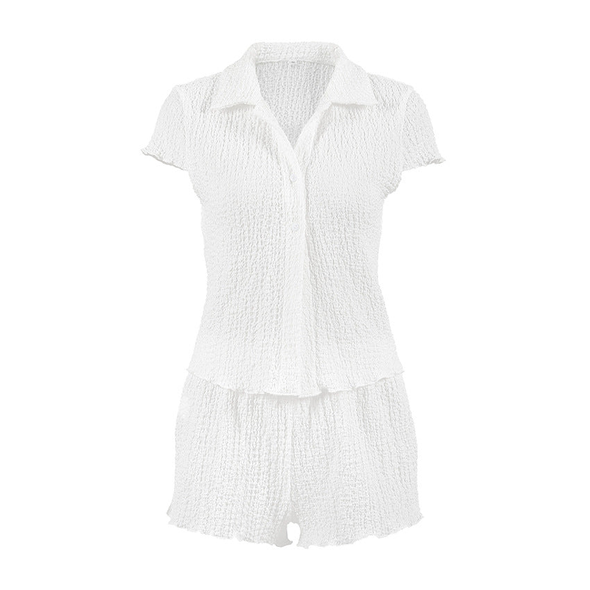 Cozy Shirt Shorts Knit Loungewear Set