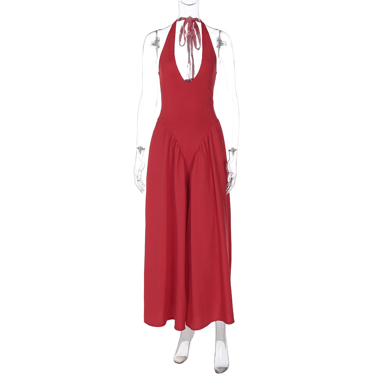 Deep V Lace Hollow-Out Maxi Dress Elegant Casual Dress