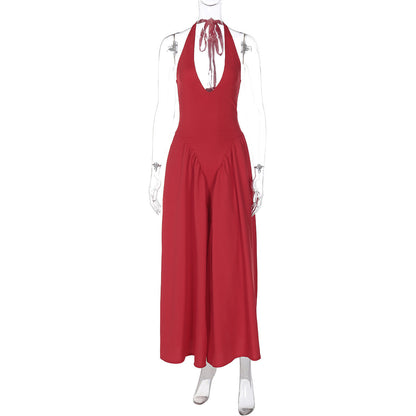 Deep V Lace Hollow-Out Maxi Dress Elegant Casual Dress