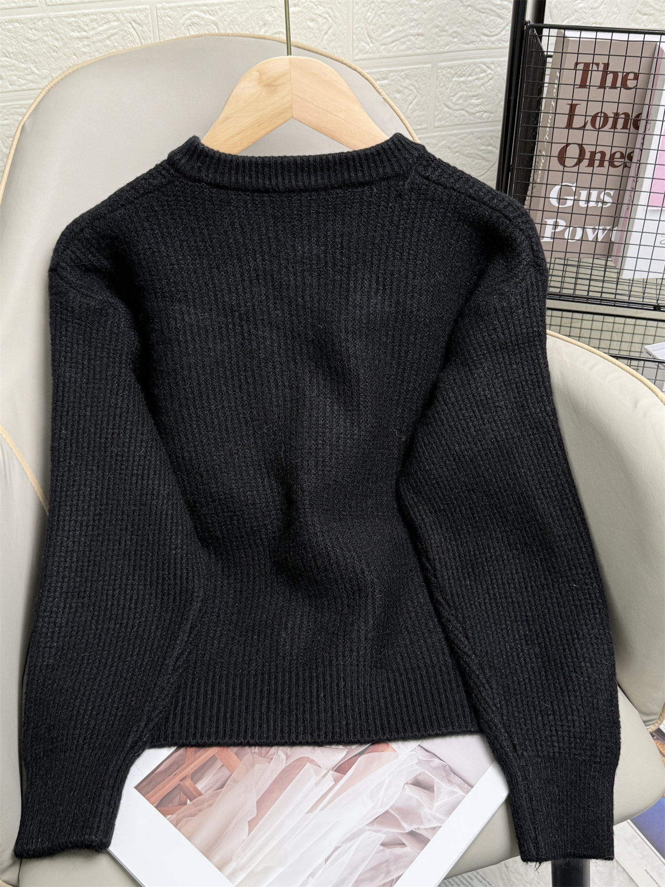 Elegant Knit Solid Color Button Down Cardigan
