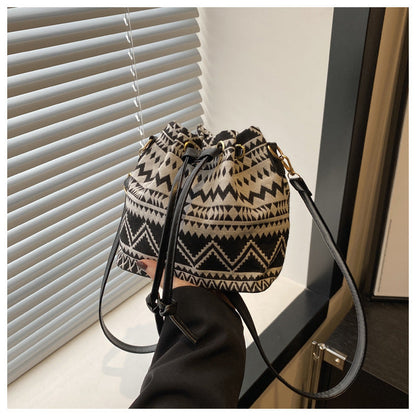 Ethnic Style Bucket Bag Casual Soft Shoulder Bag