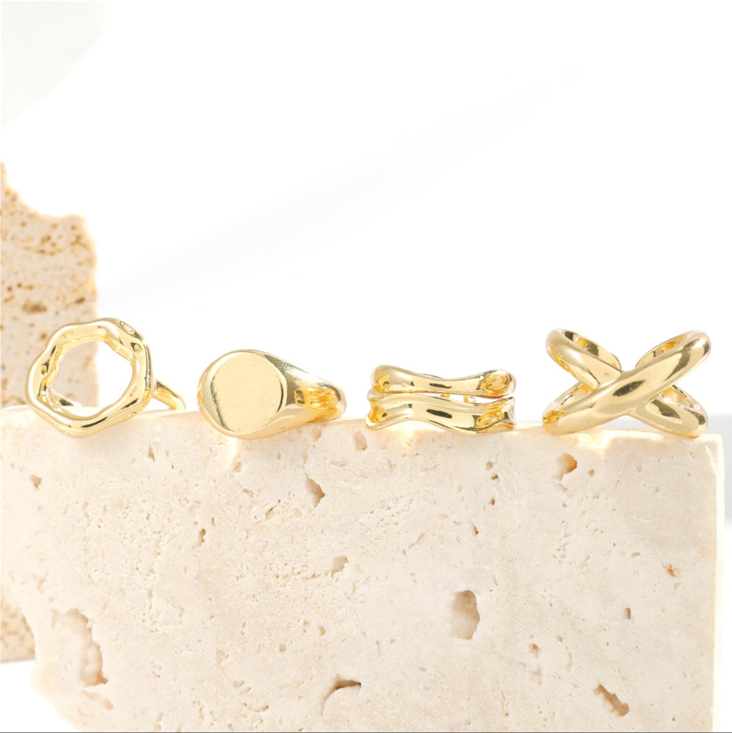 Trendy Vintage Statement Geometric Open Joint Ring Set