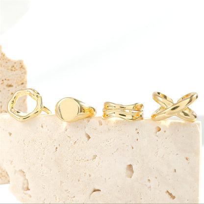 Trendy Vintage Statement Geometric Open Joint Ring Set
