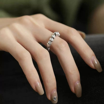 S925 Silver Six-Character Mantra Ring, Female Niche Design, Retro Ethnic Ring