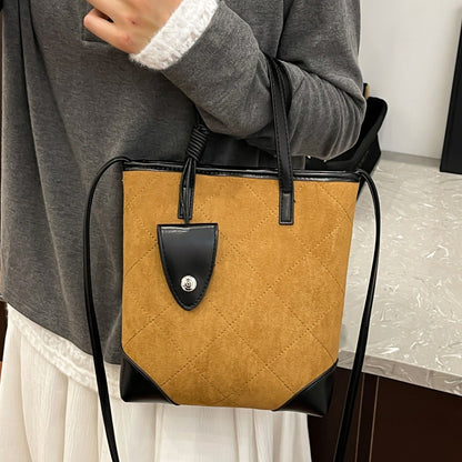 Retro Matte Handbag Chic Quilted Bucket Bag