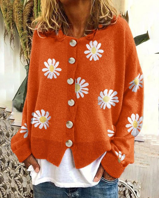 Autumn And Winter New Sweater Ladies Embroidered Knitted Cardigan Sweater