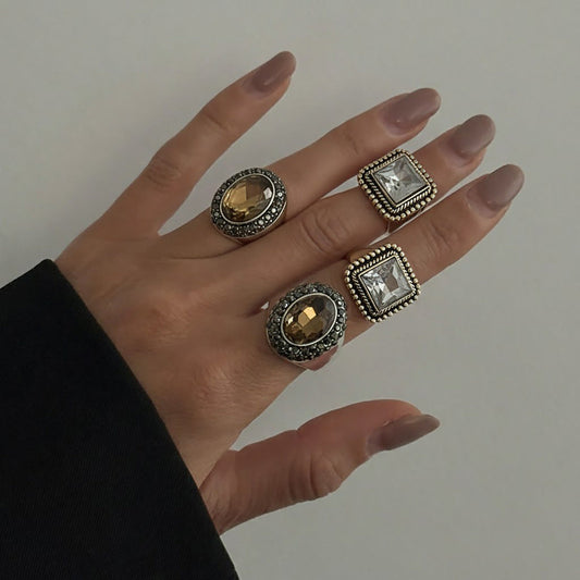 Vintage Geometric Acrylic Ring Fashion Jewelry For Women