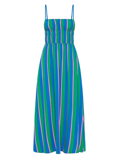 Striped Sleeveless A-Line Dress Comfortable Casual Polyester