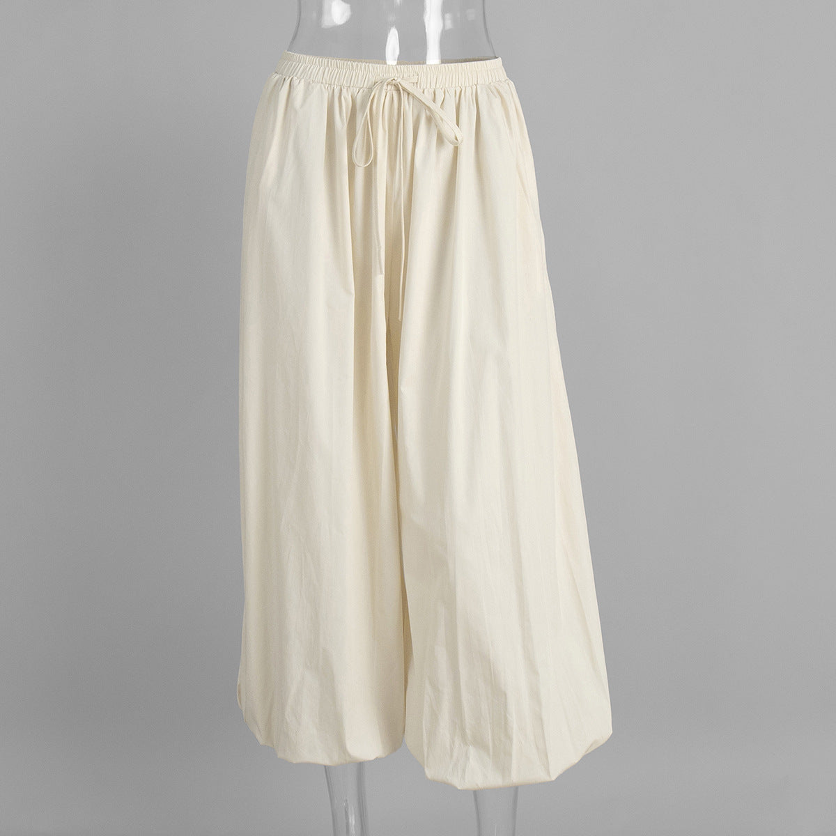 Simple Solid Color Elastic Waist Harem Pants