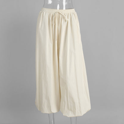 Simple Solid Color Elastic Waist Harem Pants