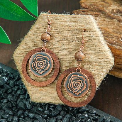 Bohemian Leaf Tassel Earrings Metal Leather Drop Dangle