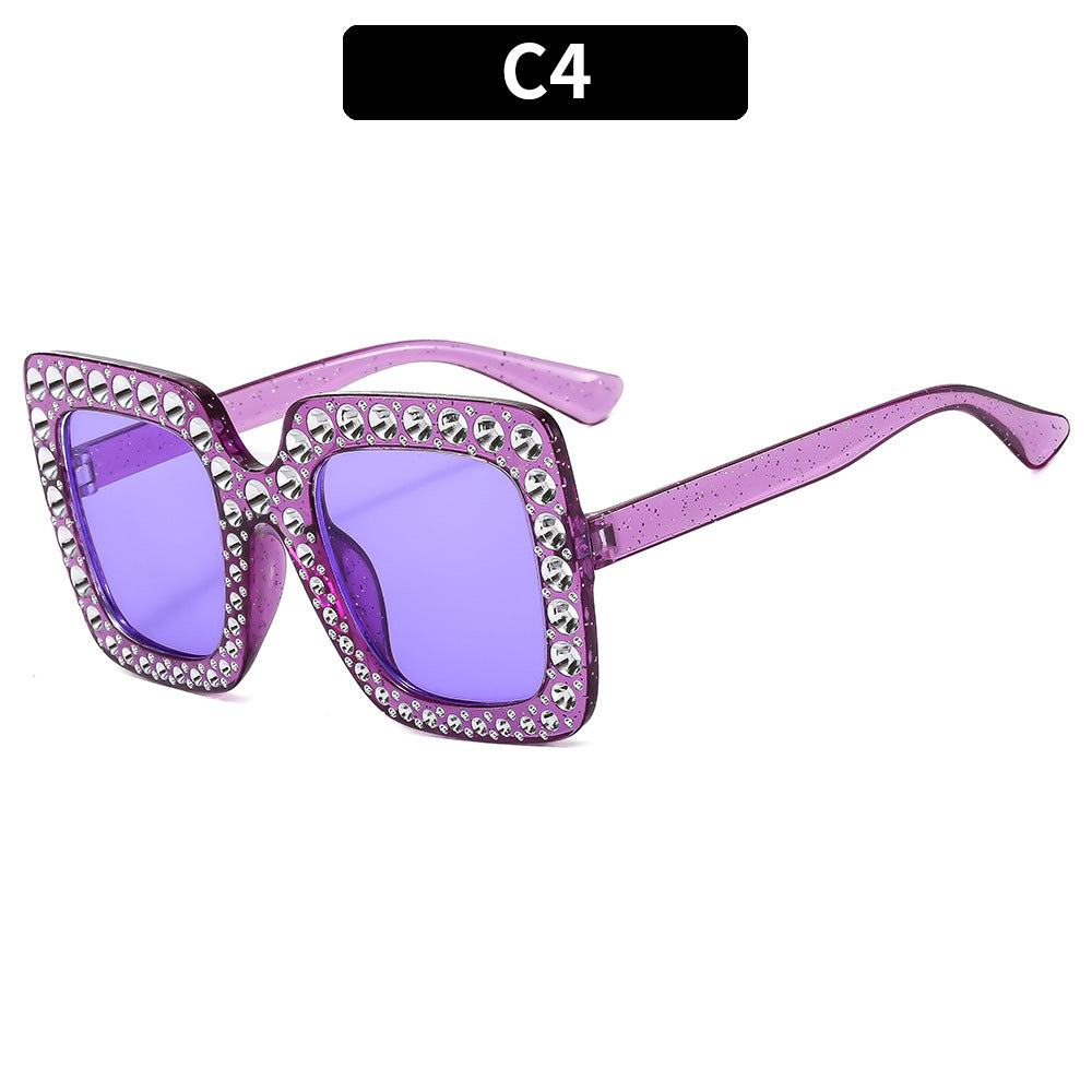 Colorful Bling Square Sunglasses Retro UV400 Protection