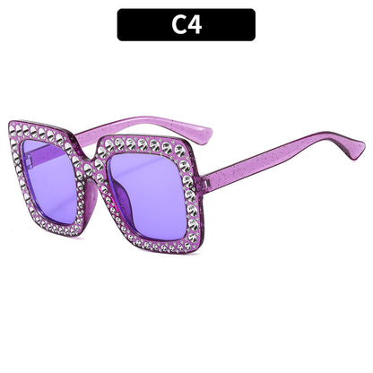 Colorful Bling Square Sunglasses Retro UV400 Protection