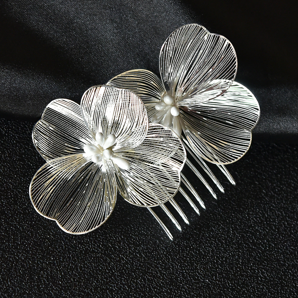Bridal Hair Accessories Gold Floral Comb Vintage Retro Design