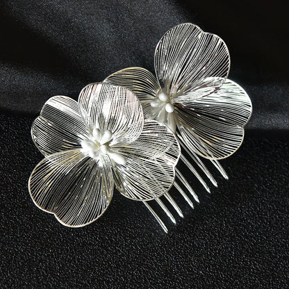 Bridal Hair Accessories Gold Floral Comb Vintage Retro Design