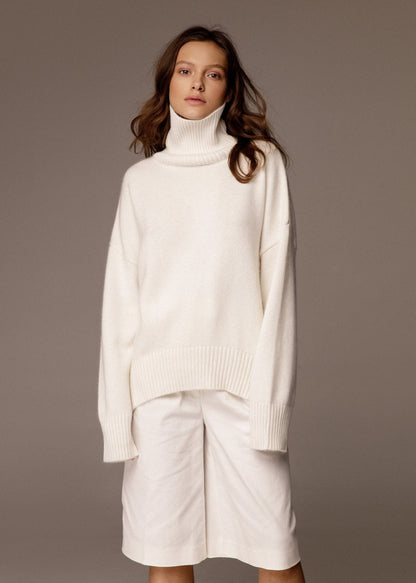 Ribbed Knit Turtleneck Sweater Soft Breathable Fabric