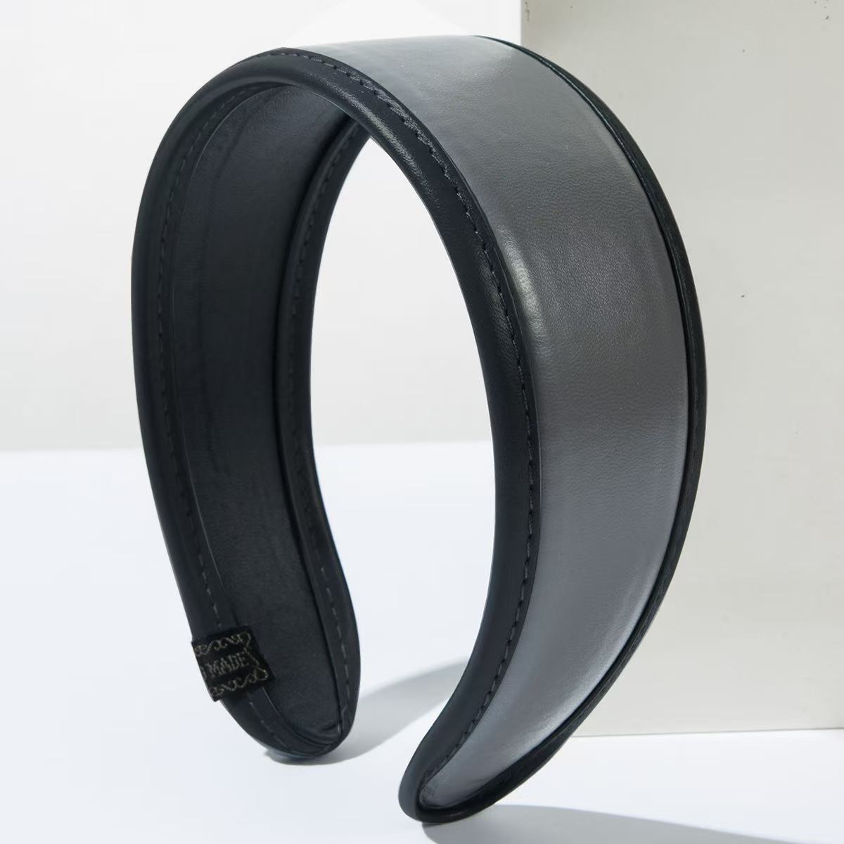 Vintage Wide Brim PU Leather Headband for Women