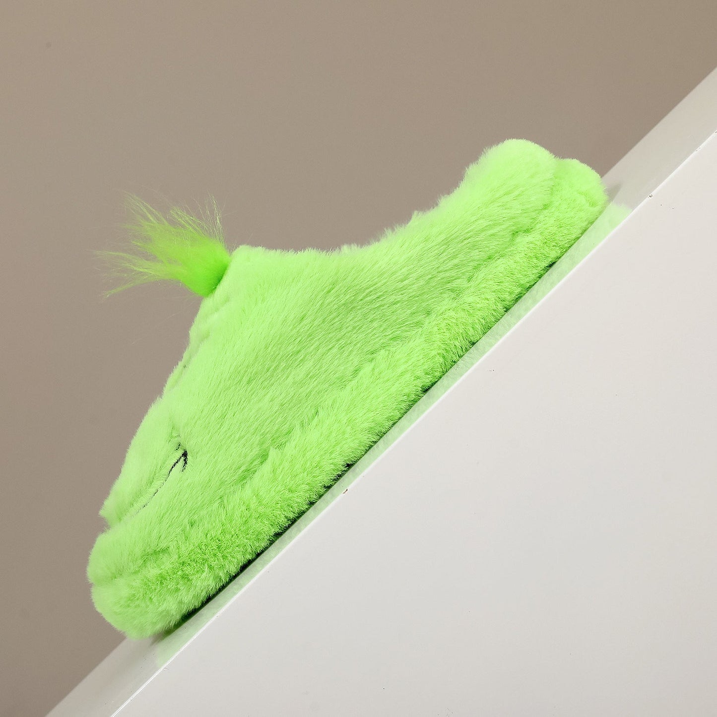 Funny Green Fuzzy Fur Warm Winter Slippers