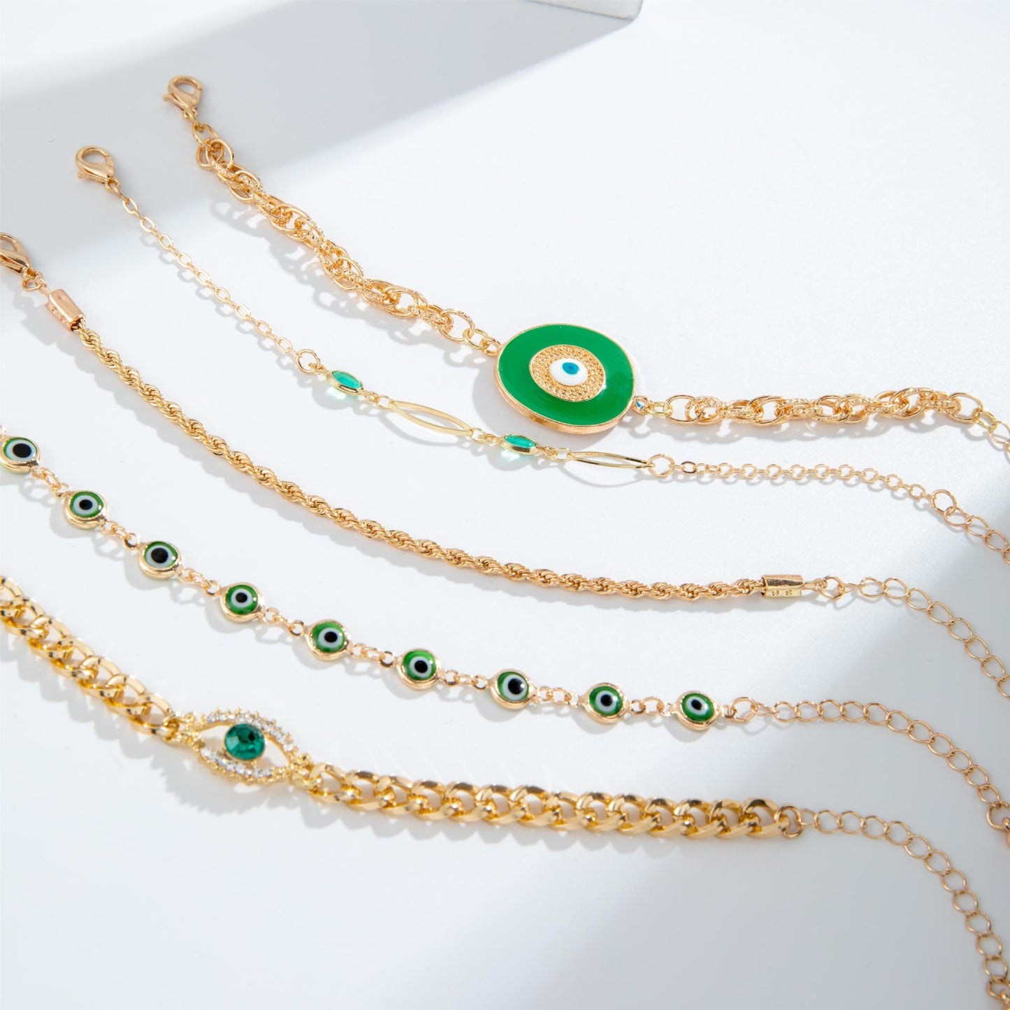 Bohemian Evil Eye Bracelets Set With Rhinestones