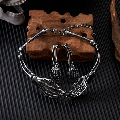 Halloween Stylish Skeleton Skull Claw Necklace
