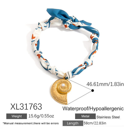 Stylish Shell Pendant Necklace 18K Gold Stainless Steel Choker
