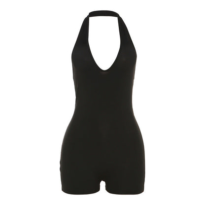 Summer Casual Sexy Halter Neck High-Waisted Bodysuit Shorts