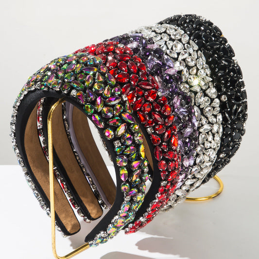 Baroque Style Glass Rhinestone Crown Headband Hair Accessory