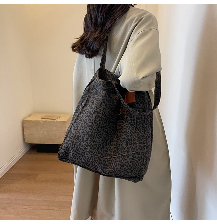 Leopaed Print Shoulder Bag Large Capacity Tote Bag
