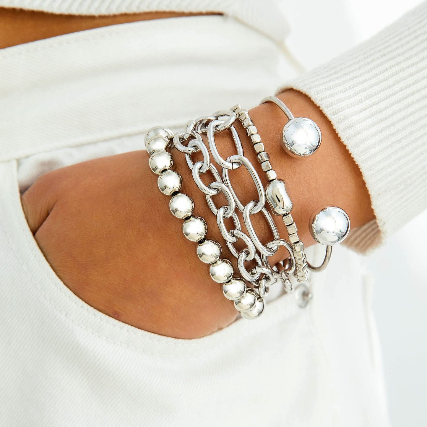 Vintage Geometric Open-Cuff Gold Bracelet Set