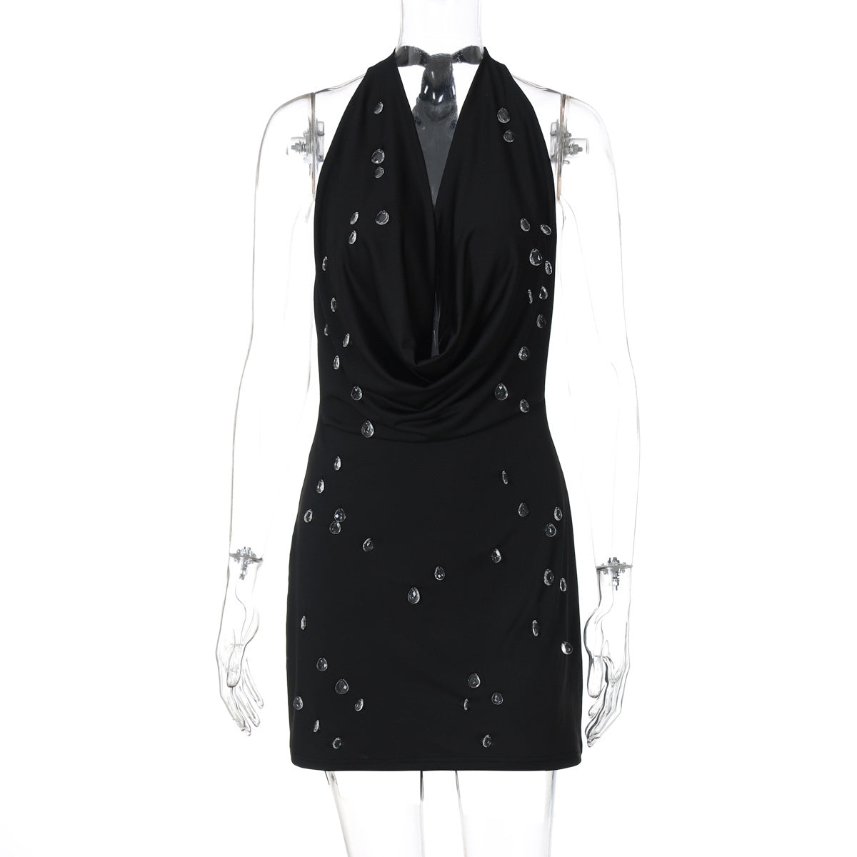 Sleeveless Backless Bodycon Dress with Beading for Women