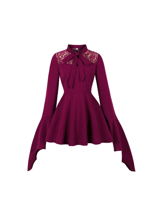 Gothic Lace Patchwork Batwing Sleeve Dress